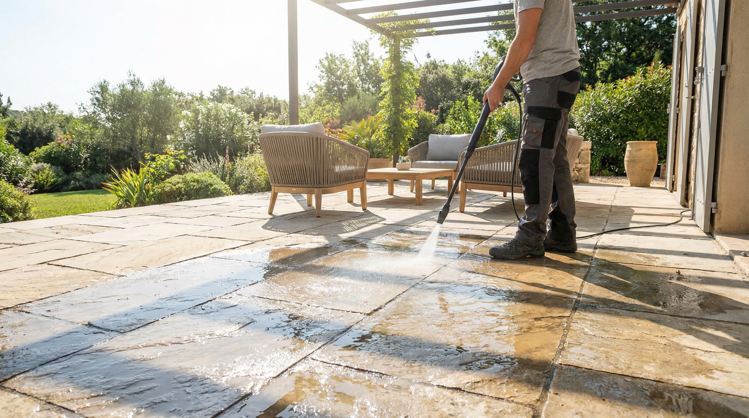 Terrassenplatten selber reinigen und schützen – Terrassenreinigung wie ein Profi – Steinreinigung