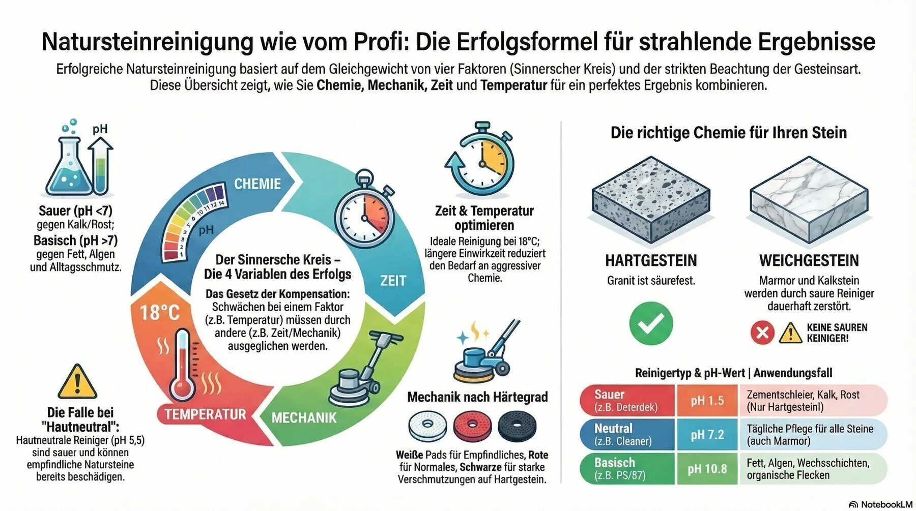 Erfolgsformel Natursteinreinigung: Sinnerscher Kreis